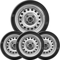 4Un Calota Centro Roda Civic City Fit Grafite Com Logo