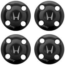 4un Calota Centro Roda Civic City Fit Preto Fosco com Logo 4un Calota Centro Roda Civic City Fit Preto Fosco com Logo