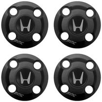 4Un Calota Centro Roda Civic City Fit Preto Fosco Com Logo