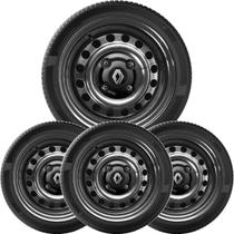 4un Calota Centro Roda Clio Kangoo Logan Black Piano