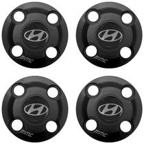 4un Calota Centro Roda HB20 HB20S Preto Fosco com Logo