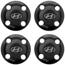 4Un Calota Centro Roda Hb20 Hb20S Preto Fosco Com Logo