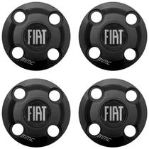 4un Calota Centro Roda Mobi Argo Cronos Preto Fosco com Logo