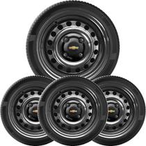 4un Calota Centro Roda Onix Prisma Spin Black Piano com Logo
