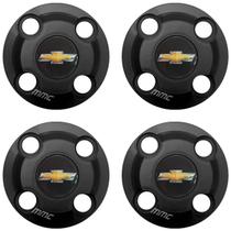 4un Calota Centro Roda Onix Prisma Spin Preto Fosco com Logo