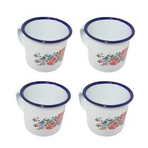 4un caneca esmaltada estampada branca 650ml café chá 4un caneca esmaltada estampada branca 650ml café chá