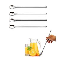 4un COLHER DE SUCO COQUETEL BEBIDAS BAILARINA INOX LONGA