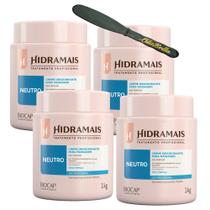 4UN Creme Para Massagem Neutro 1KG Hidramais + Espátula