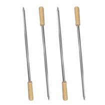 4un Espeto Simples Inox Cabo madeira churrasco 65cm 4un Espeto Simples Inox Cabo madeira churrasco 65cm