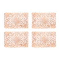 4un jogo americano pvc crochet retangular mesa rosé gold