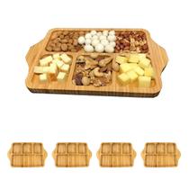 4un Petisqueira Gamela retangular bambu 27 x 17cm 4 divisões