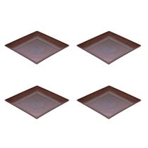 4un Petisqueira prato quadrado 24cm ecológico marrom escuro