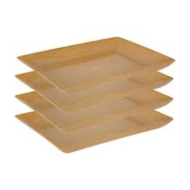4un Petisqueira travessa Retangular 24cm Marrom Claro
