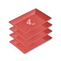4un Petisqueira travessa Retangular 32cm Vermelho 4un Petisqueira travessa Retangular 32cm Vermelho