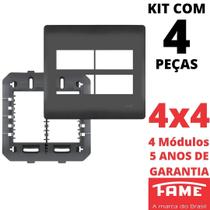 4un Placa 4X4 04 Módulos Com Suporte Habitat Black FAME