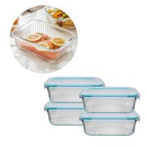 4Un Pote Canelado Hermético 640ML Vidro Trasparente/Resistente