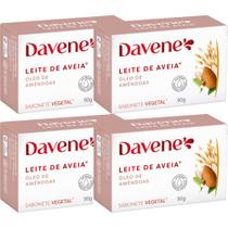 4UN Sabonete Vegetal Leite de Aveia Oleo Amendoas 90G Davene