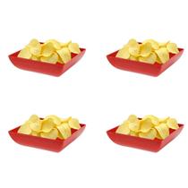 4un Saladeira Quadrada 750ml Travessa Petisqueira Vermelha