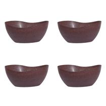 4un Tigela saladeira bowl oval 1,9lt marrom escuro
