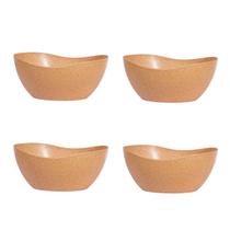 4un Tigela saladeira bowl oval 1,9lt servir marrom claro