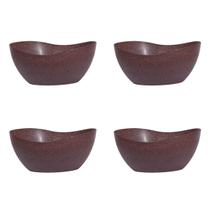 4un Tigela saladeira bowl oval servir 1,9lt marrom escuro