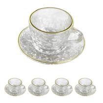 4un xicara com pires borda dourada café cha luxo 4un xicara com pires borda dourada café cha luxo