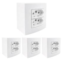 4Und Caixa Sobrepor Tomada Dupla 75mm 2P+T 20A/250V Branco