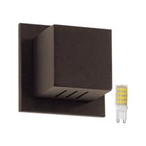 4x Arandela Box Cubo Pequena 6 Fachos MARROM Parede Muro St1317