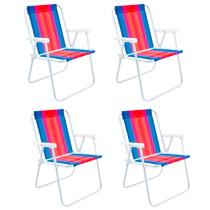 4x Cadeira Alta Praia Camping Azul/Rosa/Vermelho/Laranja Verão 72cm Resistente Confortável - Mor 4x Cadeira Alta Praia Camping Azul/Rosa/Vermelho/Laranja Verão 72cm Resistente Confortável - Mor