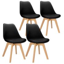 4x Cadeira Charles Eames Leda Design Wood Estofada Base Madeira