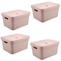 4x Caixa de Plástico 32L Organizadora OU Rosa 24,5x36x46cm 4x Caixa de Plástico 32L Organizadora OU Rosa 24,5x36x46cm