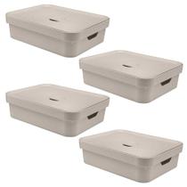 4x Caixa Organizadora Multiuso 16L OU Bege 13x35x45cm