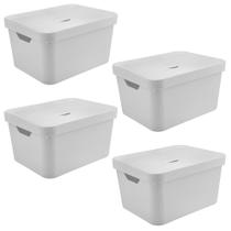 4X Caixa Plastica Grande 32L Ou Cube Organizadora Branco