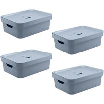4x Caixa Plastica Multiuso Organizadora 10,5L Ou Cube Azul