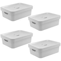4x Caixa Plastica Multiuso Organizadora 10,5L Ou Cube Branco