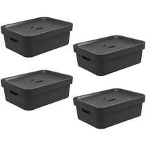4X Caixa Plastica Multiuso Organizadora 10,5L Ou Cube Preto 4X Caixa Plastica Multiuso Organizadora 10,5L Ou Cube Preto
