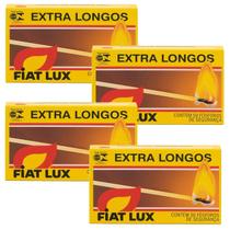4x Caixas De Fósforo Extra Longo Fiat Lux Com 50 Unidades