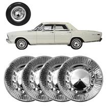 4x Calota Aço Cromado Ford Galaxie 500 STD 67 a 72 Pé Camelo