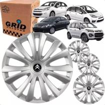 4x Calota C3/C4 2014/ Aro 14 polegadas Encaixe Grid Emblema Citroen