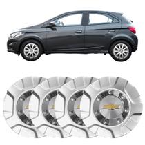 4x Calota Centro de Roda BRW 560 PRATA Logo GM Aro 14 15