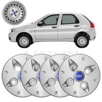 4x Calota Centro de Roda Ferro Fiat Palio 2001 a 2009 Prata