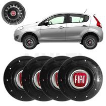 4x Calota Centro Roda Aro 14 Fiat Palio 2008 a 2017 Preto