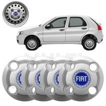 4X Calota Centro Roda Ferro Fiat Palio 2001 A 2009 Prata