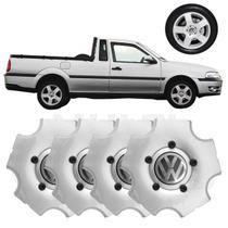 4x Calota Centro Roda Vw Saveiro Surf TSi G3 Prata Emblema