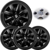 4X Calota Clio Logan Sandero 2007 A 2013 Aro 14 Black Piano