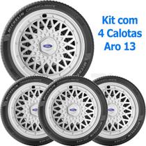 4x Calota Esportiva FORD KA FIESTA ESCORT Aro 13 Prata 600ar