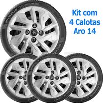 4X Calota Fiat Argo Novo Uno Mobi Aro 14 Com Emblema 292Cb