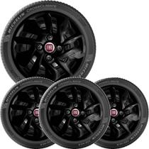 4X Calota Fiat Argo Uno Aro 14 Preto Emblema 292Cb