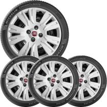 4x Calota Fiat Argo Uno Palio Aro 14 Emblema Original 221cb