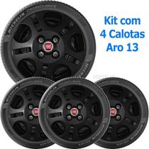 4X Calota Fiat Mille Palio Siena Uno Aro 13 Preto 071Cb